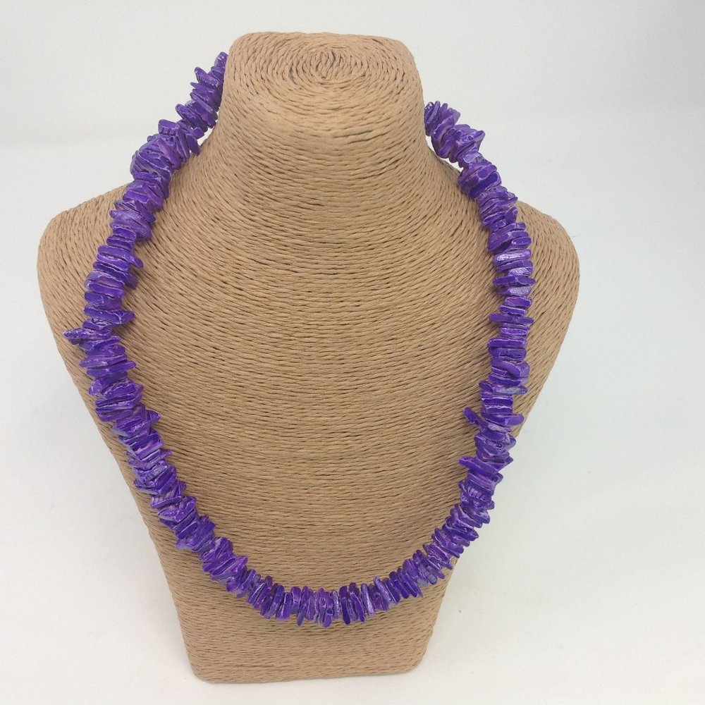Purple 18" Puka Shell Necklace Choker - Hand Made